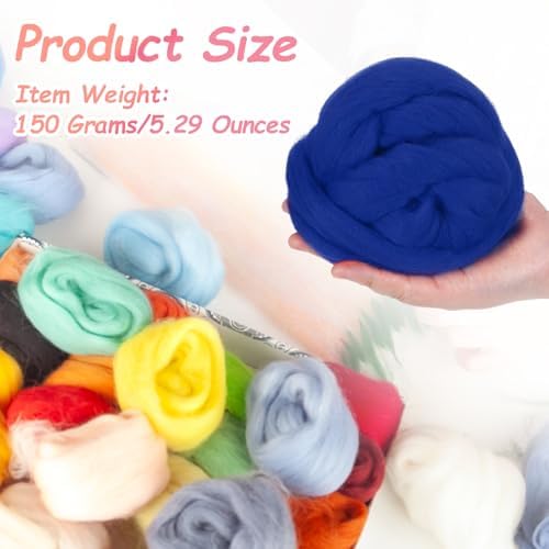 PATIKIL Wool Roving Yarn, 150G/5.3OZ Soft Felting Wool Pure Chunky Roving Yarn Bulk for Needle Felting Knitting Blanket Spinning Weaving DIY Craft, Dark Blue - Image 2