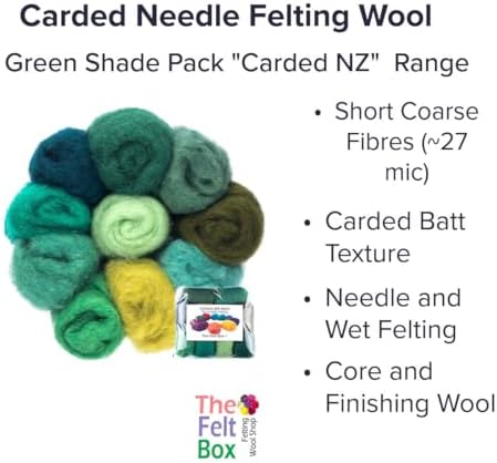 The Felt Box Needle Felting Wool Carded Batts Shade Pack 100 Grams 3.5 Oz -Green - Image 2