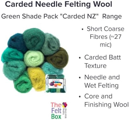 The Felt Box Needle Felting Wool Carded Batts Shade Pack 100 Grams 3.5 Oz -Green - Image 2