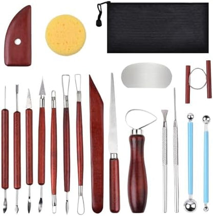 18pcs Clay Sculpting Tools, Basic Polymer Clay Pottery Carving Tool Kit by Blisstime