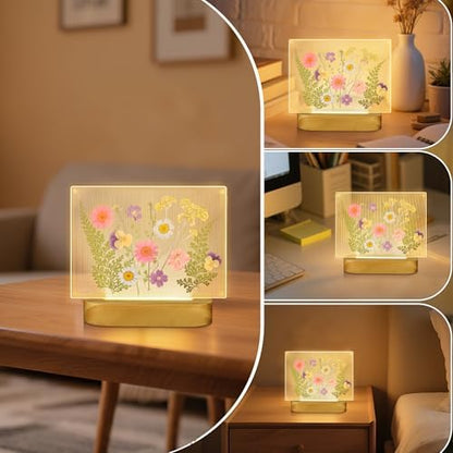 Okayera Dried Flower Frame with LED Light - Display for Pressed Flowers 4x6inch, Unique Gift for Women Mom Wife Girlfriend Valentines Mothers Day Birthday Christmas, Night Light for Bedroom Home Decor - Image 5