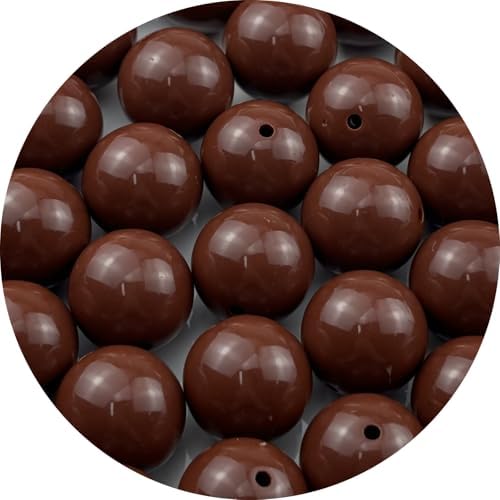 40pcs Acrylic Round Beads for Crafts 20mm Resin Candy Color Spacer Beads with Hole for Jewelry Making Sewing Crafts Decoration Necklaces Bracelets Earrings Supplies(Brown) by Unknown