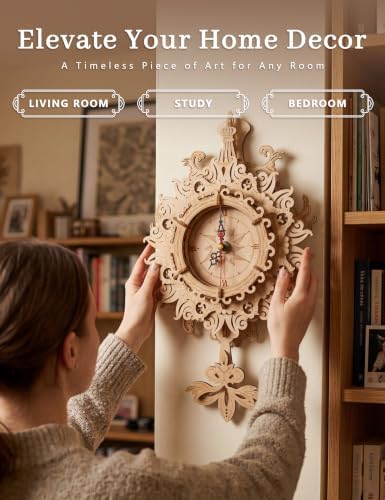 BOOZUU 3D Wooden Vintage Mechanical Wall Clock Puzzle for Adults - Image 2