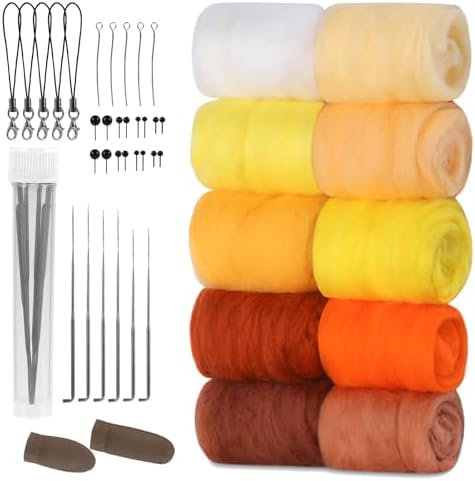 ZXIIXZ 100g Felting Wool Needle Felting Kit with Needles Wool Roving by ZXIIXZ