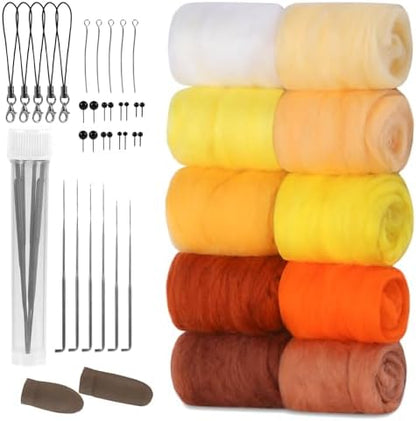 ZXIIXZ 100g Felting Wool Needle Felting Kit with Needles Wool Roving by ZXIIXZ