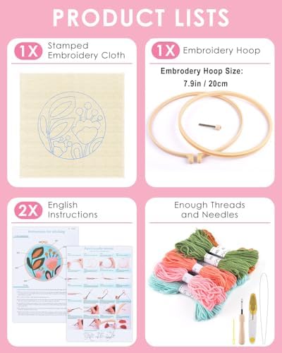 TINDTOP Punch Needle Kits, Tulip Punch Embroidery Kits for Adults - Image 2