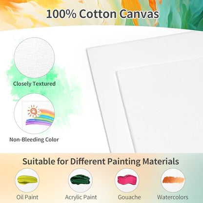 8 Pack 8 * 10In Canvas Boards for Painting, Art Canvas for Drawing with 16 Brushes & 8 Paint Trays & 16 Acrylic Paint, Mini Painting Canvas with Easel Set, Painting Kits for Adults Party - Image 4
