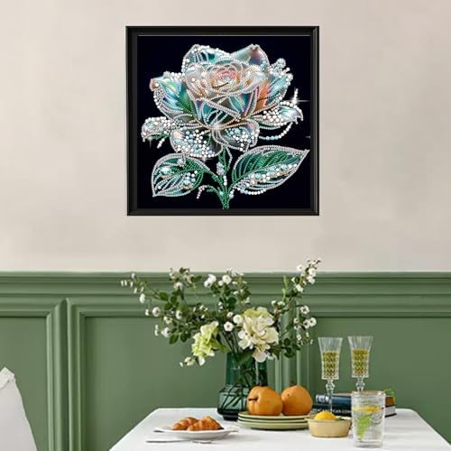 jinglinhh Rose Flowers Special Shaped DIY Diamond Art Painting Kit for Adults Beginners, Partial Drill Crystal Rhinestone Gem Art Craft Home Wall Decor 30x30cm - Image 3