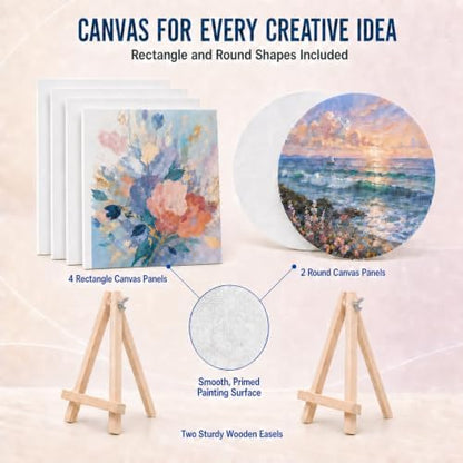 Hdviai Sip and Paint Kit for Couples, 56-Piece Set with Easels and Canvas - Image 4
