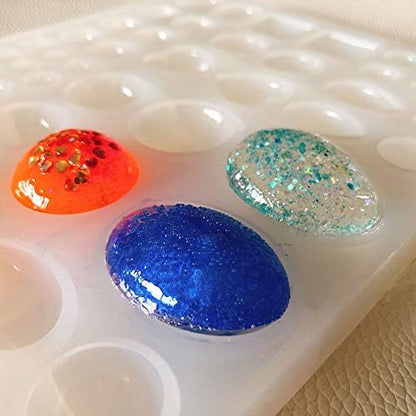 ScivoKaval Cabochon Gem Jewelry Silicone Mold Oval Teardrop Square Heart Round Shapes for Polymer Clay Crafting Resin Epoxy Pendant Earrings Making Casting DIY Craft Mold 29 Design 58 Cavity Large - Image 3