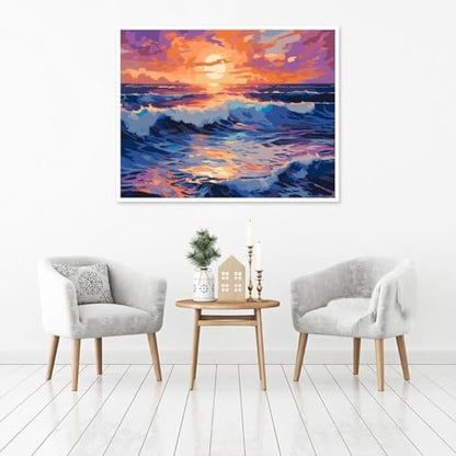 Clendo Beach Paint by Numbers Kit for Adults Beginner, Colorful Seaside Painting by Number on Canvas, DIY Acrylic Sunset Adult Paint by Number Kits for Home Decor Gift 16x20 Inch - Image 6