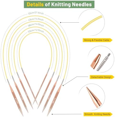 Aeelike 13 Pairs Interchangeable Knitting Circular Needles 3-10.0mm, Green - Image 4