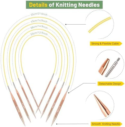 Aeelike 13 Pairs Interchangeable Knitting Circular Needles 3-10.0mm, Green - Image 4