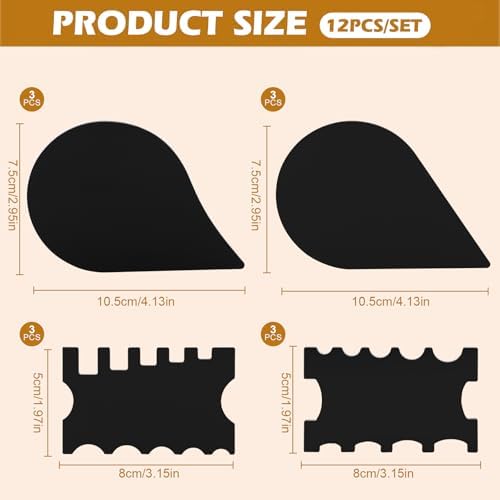12Pcs Acrylic Pottery Rim Lifter and Pottery Ribs Foot Shaper Kit Pottery Ribs Pottery Carving Tools Pottery Shaping Toolm for Plate, Bowl,Slab Forms DIY Carving Molds Clay Ceramics,4 Design - Image 5