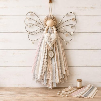 CHIANART Angel Fabric Hanging DIY Kit, Macrame Wall Weaving Craft,Crochet Wall Hanging Kit, Rustic Farmhouse Christmas Tree & Holiday Home Decor, Beginner-Friendly Handmade Gift for Women (J) by Unknown