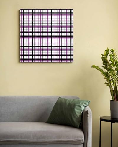 Sunteeny Paint by Number for Adults Beginner Abstract Stripes Purple Black Grey Plaid DIY Digital Oil Painting by Numbers Picture Drawing On Canvas Framed 20"x20" - Image 3