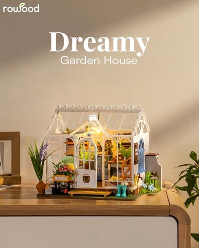Rowood DIY Miniature House Kit,Mini Dollhouse KIt,Mayberry Street Craft Model Kits for Adults with LED,Birthday Gift/Home Decor for Family Friends-Dreamy Garden House - Image 2