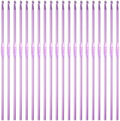 uxcell 20Pcs Aluminum Crochet Hook 3.0mm Knitting Needles for DIY Craft Yarn Purple by uxcell