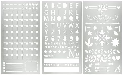 3PCS Planner Stencils, Metal Journal Stencil for Wood Burning by Unknown