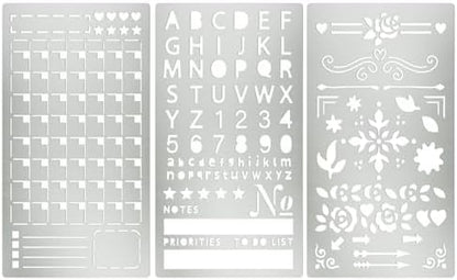 3PCS Planner Stencils, Metal Journal Stencil for Wood Burning by Unknown
