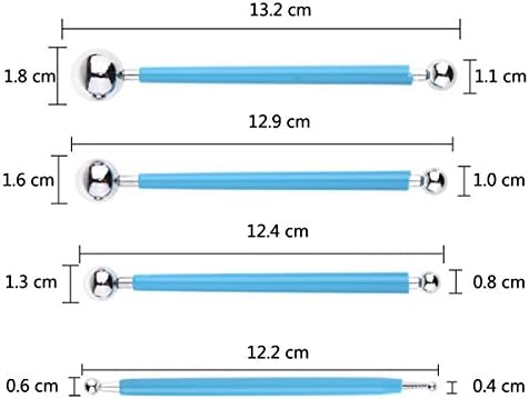 Ecjiuyi 9PCS Sculpting Tools,4PCS Double-Ended Metal Ceramic Clay Ball Stylus Dotting Tools and 5PCS 2 Way Silicone Polymer and Embossing Paper Flower Indentation Tool Set - Image 2