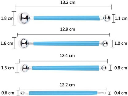 Ecjiuyi 9PCS Sculpting Tools,4PCS Double-Ended Metal Ceramic Clay Ball Stylus Dotting Tools and 5PCS 2 Way Silicone Polymer and Embossing Paper Flower Indentation Tool Set - Image 2