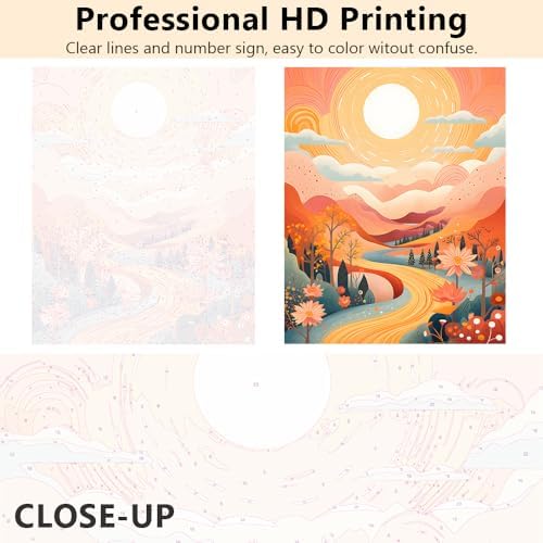 TUMOVO Abstract Framed Paint by Numbers Kit for Adults Beginner, Landscape Adult Paint by Number Acrylic Pigment Drawing, Flower DIY Painting by Numbers on Canvas for Gift Home Wall 16"x20" - Image 3