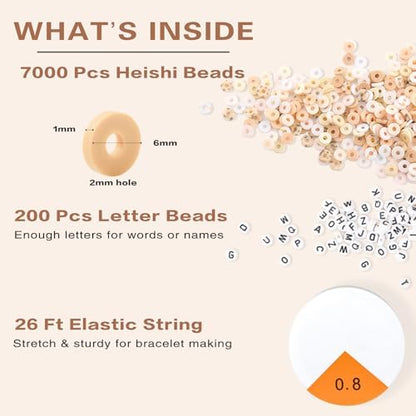 ADIIL 7200pcs Clay Beads Bracelet Making Kit, 6mm Polymer Heishi Beads for Jewelry Making, Friendship Bracelet Kit Birthday Gift for Adults Light Neutral - Image 4