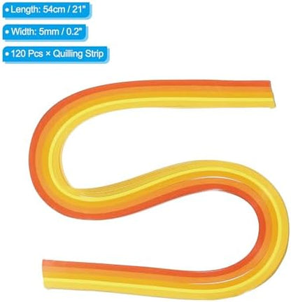 PATIKIL 120pcs Rainbow Quilling Strips Paper 3/16"(5mm) 21" Origami Paper Quilling Strip for Art DIY Hand Craft Christmas, Gradient Yellow - Image 2