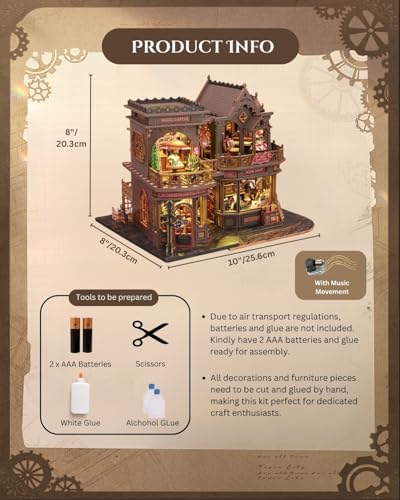 Letter Coffee DIY Miniature House Kit with LED Light - Assembled Dollhouse Kit for Shelf Decor - Wood 3D Puzzles Tiny House Book Nook - Creative Gift for Adults at Birthday Christmas - Image 4