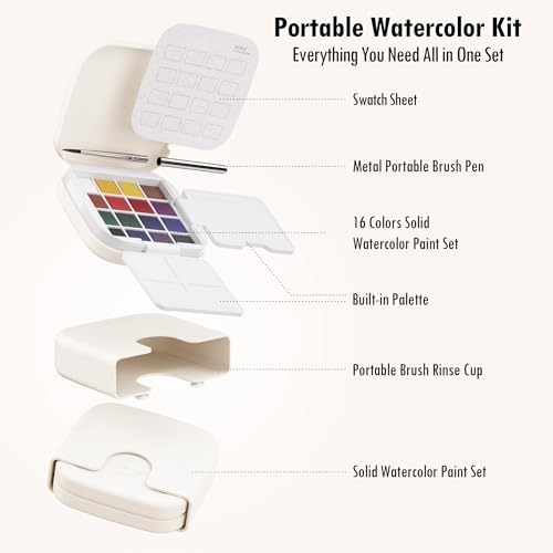 Mini Watercolor Paint Set, Compact Travel Art Kit with 16 Colors - Image 2