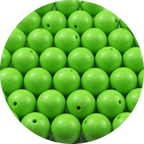 40pcs Acrylic Round Beads for Crafts 18mm Resin Candy Color Spacer Beads with Hole for Jewelry Making Sewing Crafts Decoration Necklaces Bracelets Earrings Supplies(Green) by Unknown