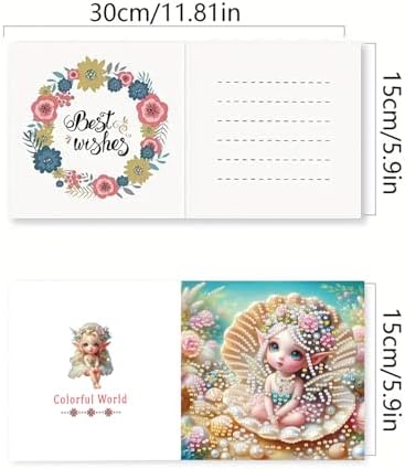 FANYLuan DIY Diamond Cards, 6pc Fairy Mermaid Cartoon Greeting Card Kit, Modern DIY Art Painting, Foldable, Teen & Adult - Image 2