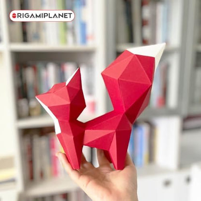 Red Fox 3D Origami Paper Craft Kit, Creative Handmade Paper Art for Home Decor, Unique DIY Animal Models Papercraft Set Present for Lady/Wife/Woman - Image 2