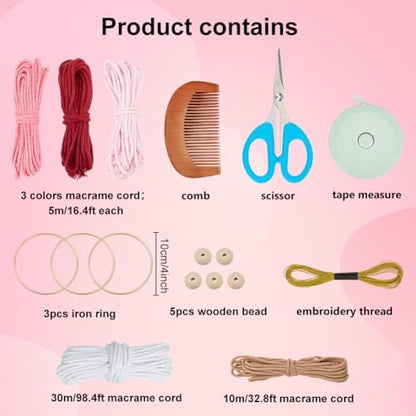 Macrame Kits for Adults Beginners 3 Set Angel Macrame Kit Boho Angel Decor with Instruction for Macrame Starters Macrame Wall Hanging Kit Home Bedroom Hallway Decor - Image 2