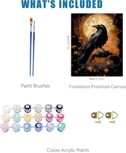 Fall Crow Paint by Numbers Kit for Adults Framed Canvas, Frameworkless - Image 3