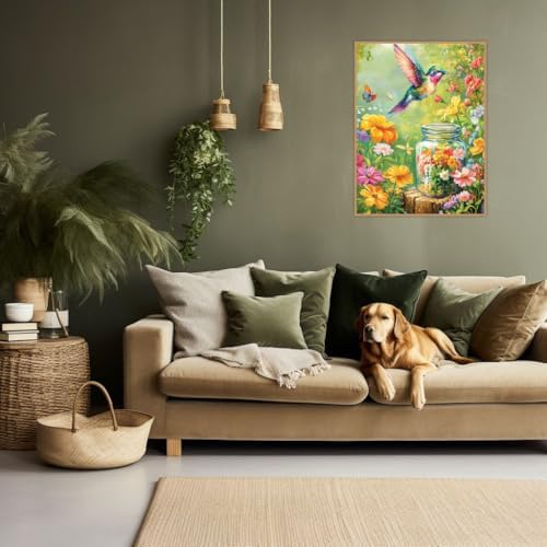 VIGEGU Hummingbird Paint by Numbers for Adult,Paint by Numbers Kit for Adults Beginners, DIY Flower Acrylic Painting on Canvas for Home Wall Art Decor 12x16 in - Image 2