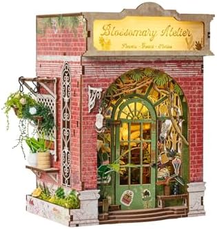 Flower Shop Miniature House Kit, DIY Dollhouse with LED by FLYNOVA