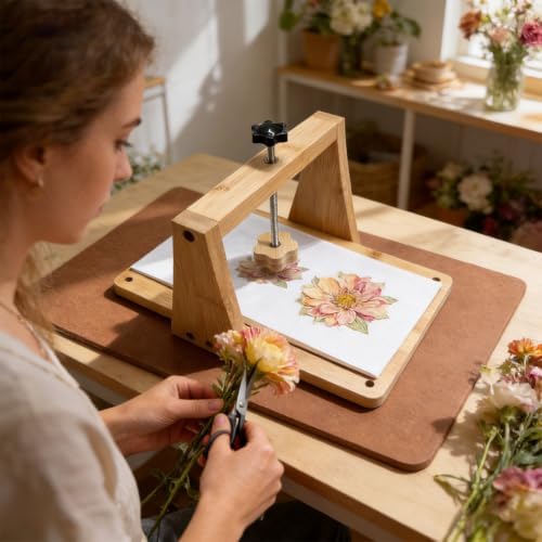 DecorYc 11"x7" Large Wooden Flower Press, DIY Pressed Flower Craft Kit - Image 5