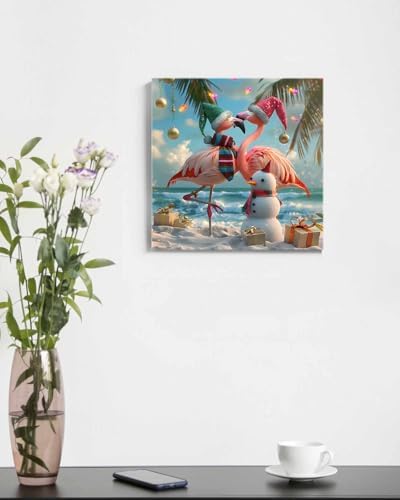 Sunteeny Paint by Number for Adults Beginner Christmas Ocean Snowman Beach Flamingo Palm Abstract Art DIY Digital Oil Painting by Numbers Picture Drawing On Canvas Framed 16"x16" - Image 4