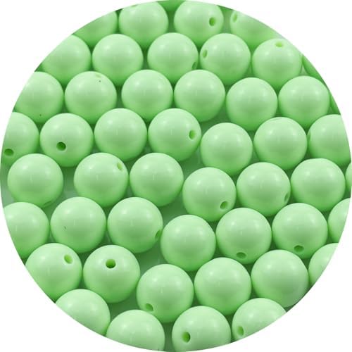 60pcs Acrylic Round Beads for Crafts 14mm Resin Candy Color Spacer Beads with Hole for Jewelry Making Sewing Crafts Decoration Necklaces Bracelets Earrings Supplies(Light Green) by Unknown