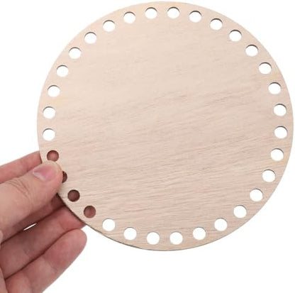 PATIKIL 6" Diameter Crochet Basket Bottom, 4Pcs Round Blank Crochet Knitting Wooden Base for DIY Crafts Weaving Basket Making Supplies Home Decoration, Brown - Image 3