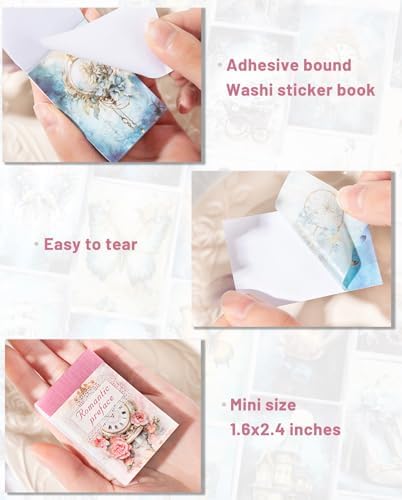 Aromoty 6 Set 300 Pcs Vintage Washi Stickers Book Kit Junk Journal Supplies - Image 3
