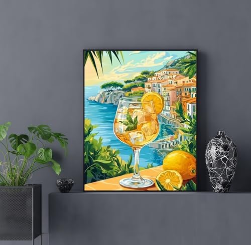 5DDIYART Seaside Lemon Paint by Numbers for Adults Beginner, Paint by Number Kits on Canvas, Paint by Easy Acrylic Oil Painting Home Wall Decor 16x20inch - Image 6
