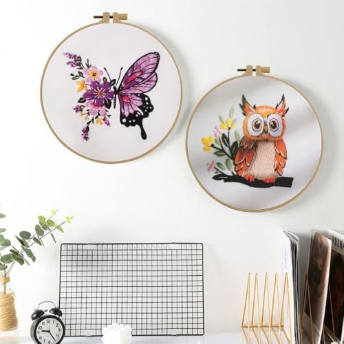 Embroidery Starter Kit for Adult Beginner with Owl Pattern Hand Stitch Set - Image 6