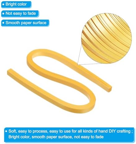 PATIKIL 60pcs Metallic Quilling Strips Paper 1cm(3/8") x 54cm Origami Paper Quilling Kits for Adults Beginner Art DIY Craft Christmas, Gold Yellow - Image 3
