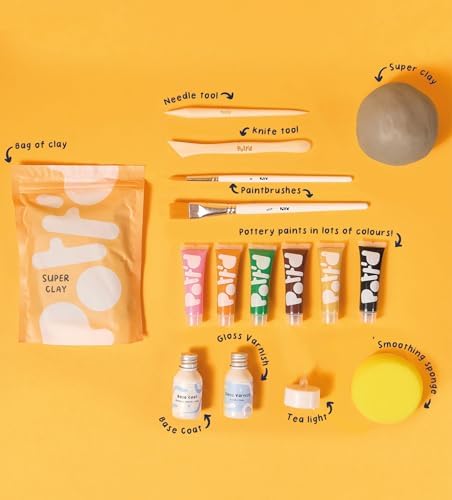 Pott'd Mini Pottery Kits | Air Dry Clay Pottery Kit for Adults | Includes Paints, Brushes, and Potters Tools | Free Online Step-by-Step Tutorial | Perfect for Beginners | Bring The Studio to Your Home - Image 3