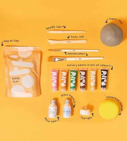 Pott'd Mini Pottery Kits | Air Dry Clay Pottery Kit for Adults | Includes Paints, Brushes, and Potters Tools | Free Online Step-by-Step Tutorial | Perfect for Beginners | Bring The Studio to Your Home - Image 3