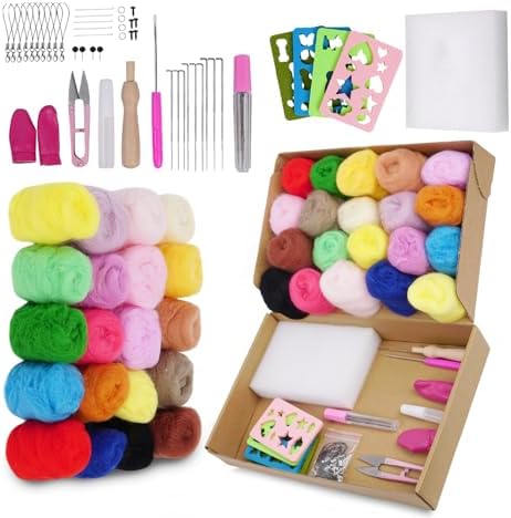 Catopia Needle Felting Kit,Wool Roving 20 Colors Set,Tools for Felted Animal Needle Felting Supplies,Needle Wool Felting Tools Kit by Catopia