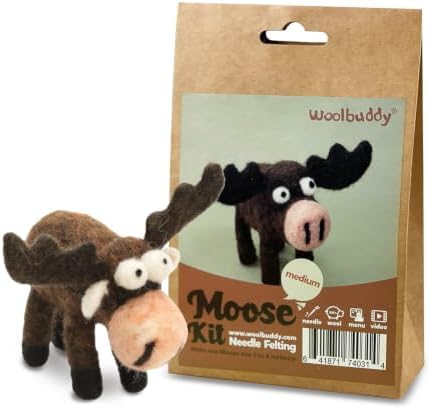 Woolbuddy Needle Felting Starter Kit (Moose) for Beginner & Adult with Tool by Woolbuddy